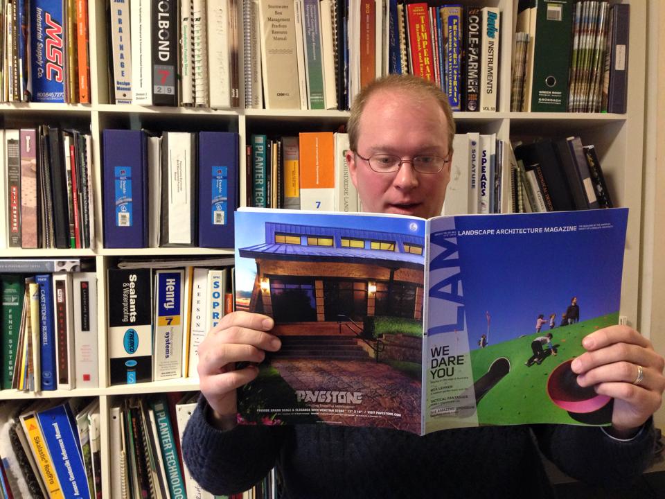 Tim Ressler and the January 2015 issue of LAM, which includes the feature article "This is a Test" by EAT UP author Lauren Mandel.